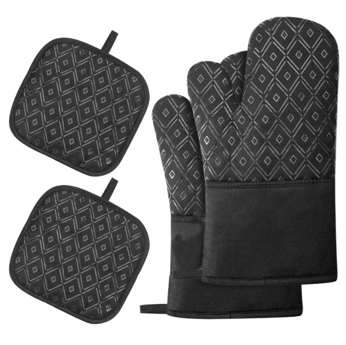 Non-Slip Oven Gloves with Matching Cushion